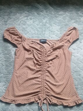 Bwear Rosewood Ruched Off-Shoulder Crop Top
